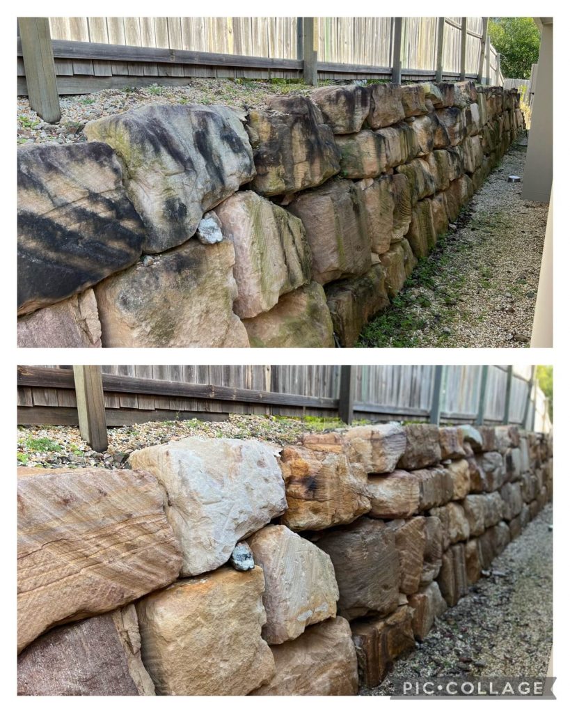sandstone retaining wall cleaning gold coast
